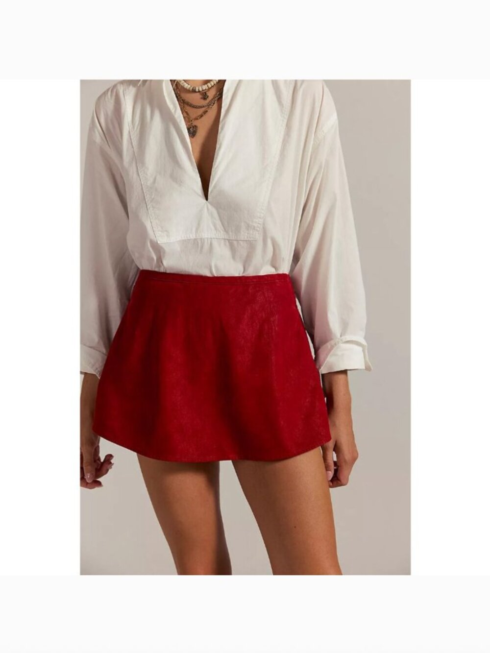 FREE PEOPLE NWT Paradise Found Suede Skort / Rhythmic Red
